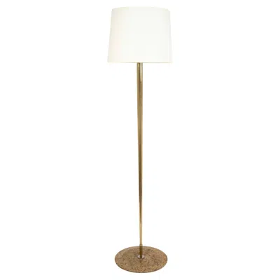 Pre-owned Roche Bobois 1970 Large Gilt Brass And Marble Floor Lamp By Roche & Bobois In White