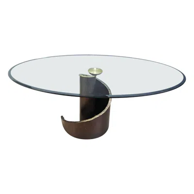 Pre-owned Roche Bobois 1990s Brutalist-style Glass And Bronze Dining Table By Barilone For  In Gold