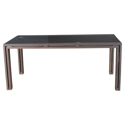 Pre-owned Roche Bobois Anthracite And Smoked Glass Box Dining Table In Brown