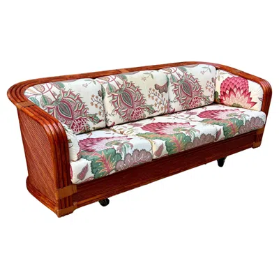 Pre-owned Roche Bobois Bamboo And Rattan Sofa By Maugrion For  - France - 1980s In Brown