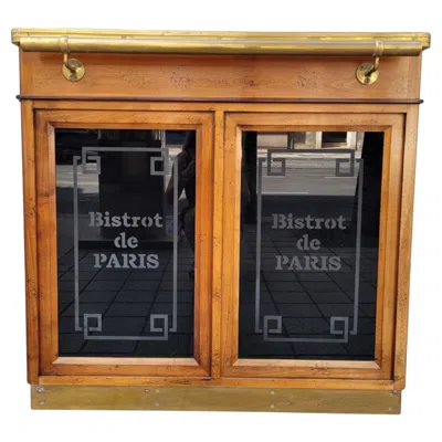 Pre-owned Roche Bobois “bistrot De Paris” Bar Cabinet, Wood, Zinc And Gilt Brass,  , France In Brown