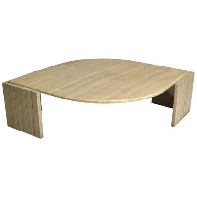 Pre-owned Roche Bobois Coffee Table In Travertine, France, Circa 1970 In Brown