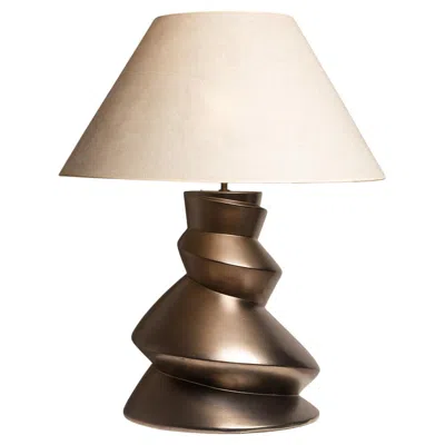 Pre-owned Roche Bobois Faïencerie De Charolles Xl Spiral Ceramic Table Lamp, 1970s In Sand
