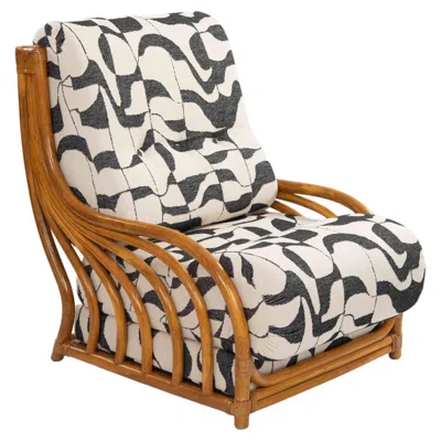 Pre-owned Roche Bobois French Mid-century Rattan Lounge Chair With Leather Trim, Maugrion 1968 In Brown