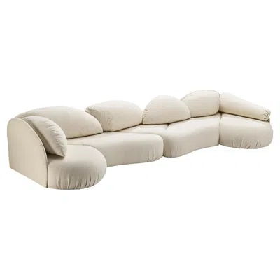 Pre-owned Roche Bobois Hans Hopfer For Roche Bobios Post-modern Croissant Sofa In Off-white Fabric In Sand
