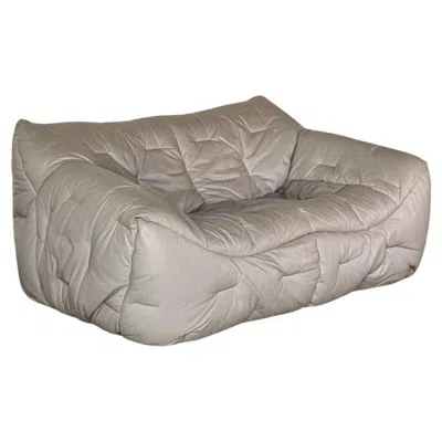 Pre-owned Roche Bobois ‘informel' Two-seater Sofa – Original Natural Leather Upholstery In Gray