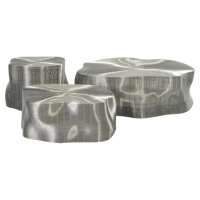 Pre-owned Roche Bobois 'iron Tree' Stainless Steel Wire Cocktail & Side Tables, Set Of 3 In Gray