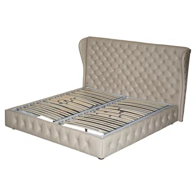 Pre-owned Roche Bobois Leather Emperor Sized Maestro Chesterfield Tufted Bed Frame In Gray
