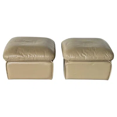 Pre-owned Roche Bobois Leather Ottomans Or Footstools In Brown
