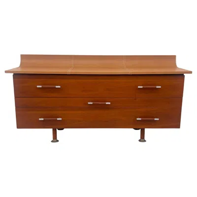 Pre-owned Roche Bobois Leather Top Vanity Dresser, Luigi Gorgoni In Brown