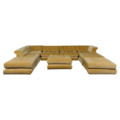 Pre-owned Roche Bobois Mah Jong Modular Sofa By Hans Hopfer In Yellow Velvet