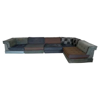 Pre-owned Roche Bobois Mah Jong Sofa In �kenzo Takada� Fabric By Hans Hopfer For  France In Black