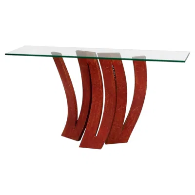 Pre-owned Roche Bobois Maurice Barilone For  Fleur De Fer Oxidized Steel And Glass Console In Brown