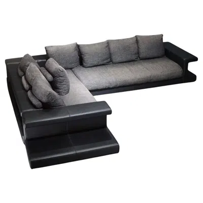 Pre-owned Roche Bobois Memento Sectional Sofa With Leather Side Bookcases In Brown