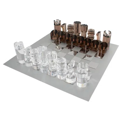 Pre-owned Roche Bobois Michel Dumas For  Plexiglass And Aluminum Chess Game Set, Circa 1970 In Gray