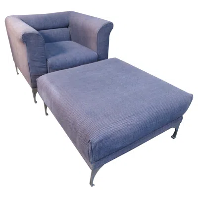 Pre-owned Roche Bobois Mid-century Modern Club Chair And Ottoman Set In Gray