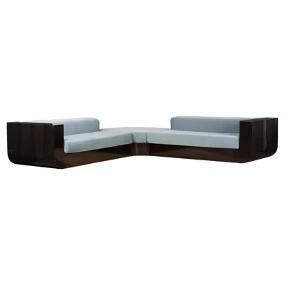 Pre-owned Roche Bobois Modular Italian 1970 Wooden Lacquered Sofa Reupholstered In Dedar Mohair In Brown