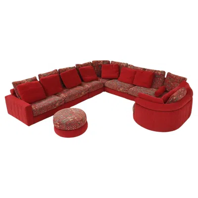 Pre-owned Roche Bobois Modular Sofa In Red And Patterned Upholstery By , France 1980s