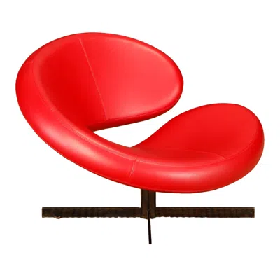 Pre-owned Roche Bobois 'nuage' Red Leather Swivel Chair By Tapinassi & Manzoni, Signed