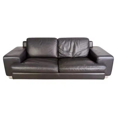Pre-owned Roche Bobois Original Vintage  Leder Sofa Couch Zweisitzer Schwarz In Gray