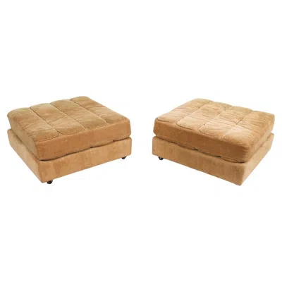 Pre-owned Roche Bobois Ottomans In Mustard Yellow Velour By  - A Pair