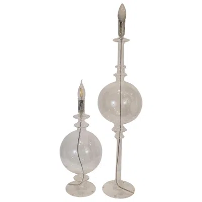 Pre-owned Roche Bobois Pair Of Lamps/candleholders,  Crystal Maison Les Héritiers In Gray