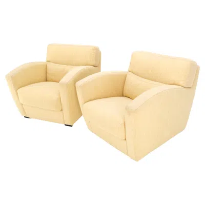 Pre-owned Roche Bobois Pair Of Vintage  Club Lounge Arm Chairs Mid Century Modern Mint! In Orange