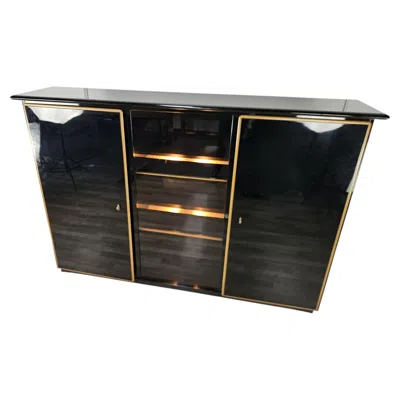 Pre-owned Roche Bobois Pierre Cardin Sideboard In Lacquered Wood With An Illuminated Compartment, 1970 In Brown