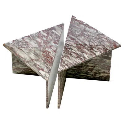 Pre-owned Roche Bobois Post Modern Norwegian Fauske Marble Two Piece Sculptural Coffee Table In Gray
