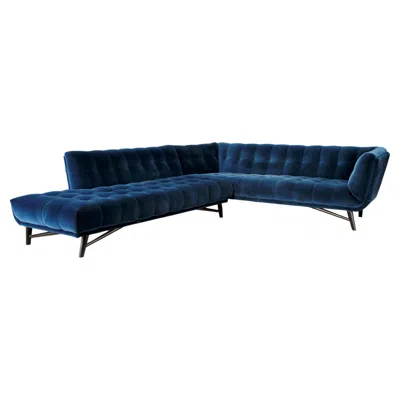 Pre-owned Roche Bobois 'profile' Blue Velvet Sectional Sofa By Tapinassi & Manzoni, Signed