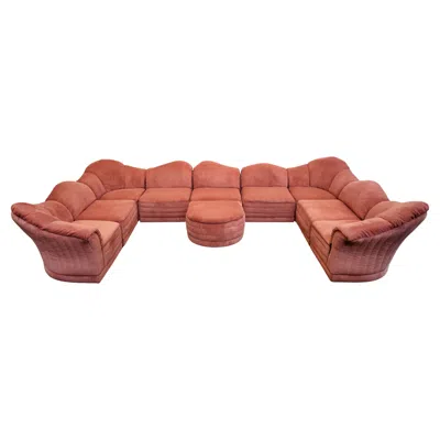 Pre-owned Roche Bobois Rare  " Vagues " Element Sofa In Coral Ribbled Fabric In Red