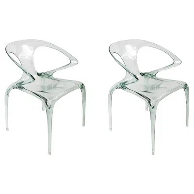 Pre-owned Roche Bobois Set Of 2 Pcs. Plexiglass Song Wen Zhong Ava Dining Chairs For  In Gray