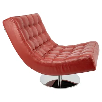 Pre-owned Roche Bobois Tufted Red Leather And Chrome Swivel Chair