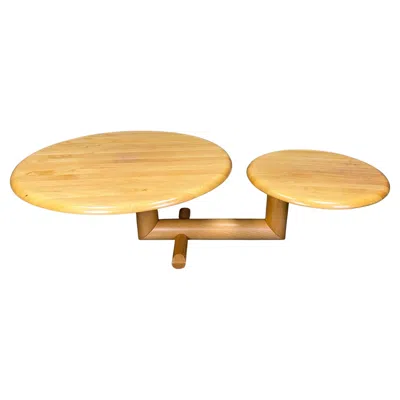 Pre-owned Roche Bobois Two Tier Wooden Pivoting Top Coffee Table By , 1980s In Brown