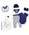Rock-a-bye Baby Boutique Baby Boys Layette Gift Bag Set In Sailor