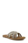 Rock & Candy Rock And Candy Rhinestone Crisscross Slide Sandal In Beige Rhinestone