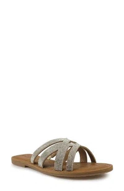Rock & Candy Rock And Candy Rhinestone Crisscross Slide Sandal In Beige Rhinestone
