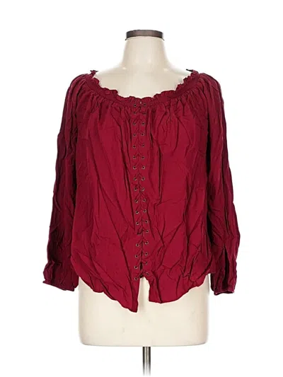 Pre-owned Rock&republic 3/4 Sleeve Blouse In Burgundy