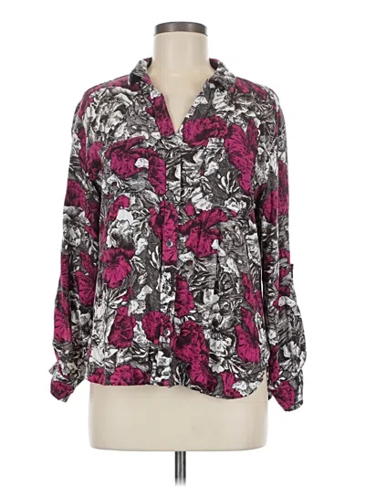 Pre-owned Rock&republic Long Sleeve Blouse In Burgundy