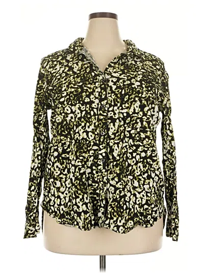 Pre-owned Rock&republic Long Sleeve Blouse In Green
