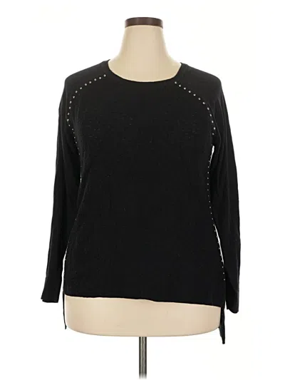 Pre-owned Rock&republic Long Sleeve Top Black Crew Neck Tops