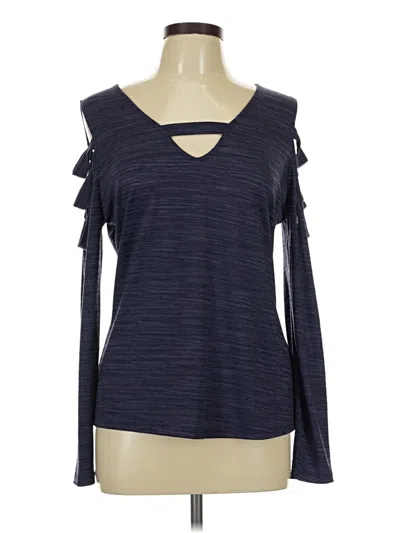 Pre-owned Rock&republic Long Sleeve Top Blue Cold Shoulder Neckline Tops