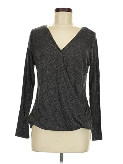 Pre-owned Rock&republic Long Sleeve Top Gray V-neck Tops