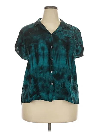 Pre-owned Rock&republic Short Sleeve Blouse In Teal