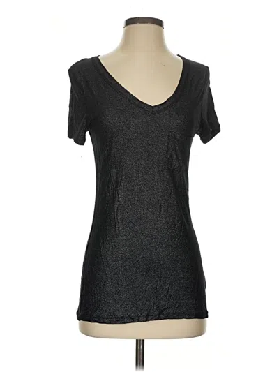Pre-owned Rock&republic Short Sleeve Top Black Metallic Pattern Scoop Neck Tops