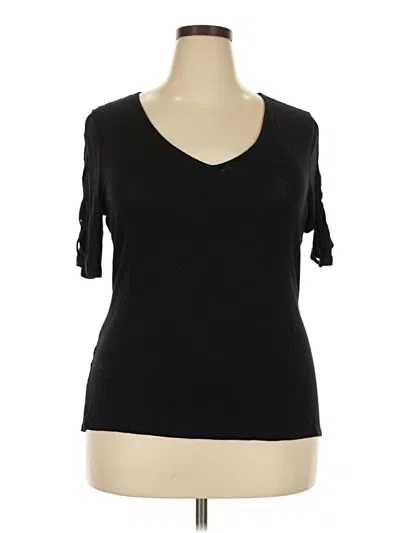 Pre-owned Rock&republic Short Sleeve Top Black Sweetheart Neckline Tops