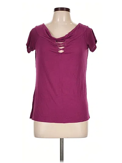 Pre-owned Rock&republic Short Sleeve Top Burgundy Keyhole Neckline Tops