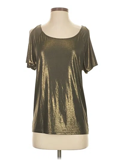 Pre-owned Rock&republic Short Sleeve Top Gold Metallic Pattern Scoop Neck Tops