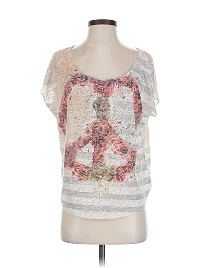 Pre-owned Rock&republic Short Sleeve Top Silver Strapless Neckline Tops