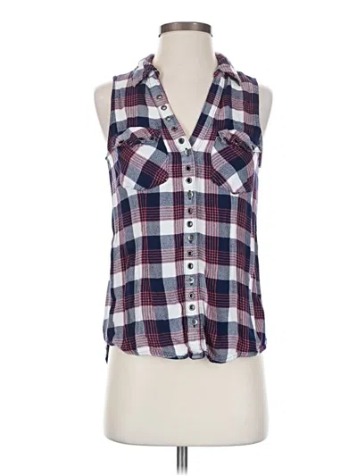 Pre-owned Rock&republic Sleeveless Button Down Shirt In Blue